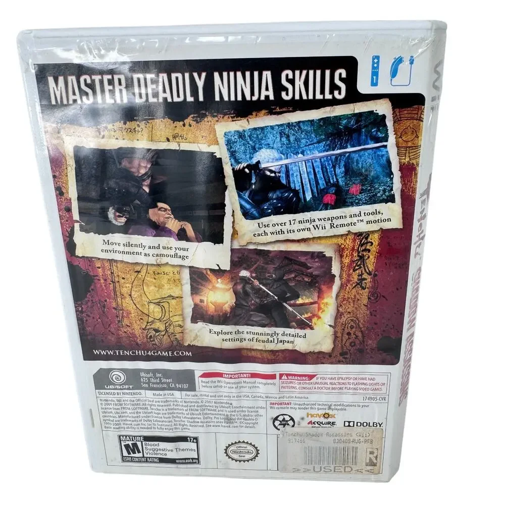 Tenchu: Shadow Assassins (Nintendo Wii 2009) Martial Arts Ubisoft Video Game CIB
